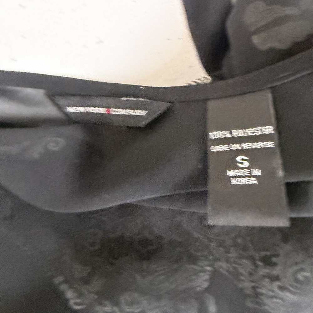 NY & Co Chiffon Wrap Top Black Sheer Asymmetric Sleeves Whimsigoth Dark Fairy S - Picture 11 of 14